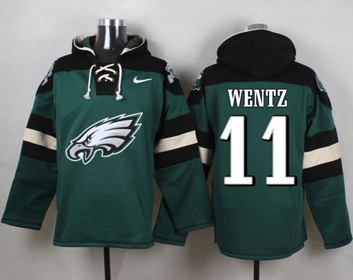 Nike Eagles #11 Carson Wentz Midnight Green Player Pullover Hoodie - Click Image to Close